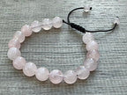 GAF TREASURES Grade A ++ Gemstone Round Bead Adjustable Bracelet 10mm, Genuine Crystal Bead Bracelet, Gift for Men & Women - color: Rose Quartz