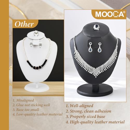 MOOCA Jewelry Display Necklace Chain Bust Display Holder Stand, Necklace Mannequin Bust, Jewelry Stand, Black PU Faux Leather - color: Black PU Faux Leather