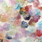 50pcs Glass Pendant Charms - Multicolor Theme Drops for Necklace Craft, Jewelry Making Supplies (Various Styles) - style: Lily Flower