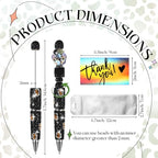Tondiamo 45 Pcs Full Rhinestone Beadable Pens Bulk Set 15 Glitter Diamond Pens with Cards & Bags Fancy Beaded Pen for Beads DIY Cute Journalling Bling Ballpoint Craft Making(Leopard Print Diamonds) - style: Leopard Print Diamonds