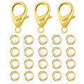 23Pcs 14K Goldplated Lobster Claw Clasps 10mm with Open Jump Rings Jewelry Making Set, 925 Sterling Silver Jewelry Finding Supplies Small Gold Lobster Clasps for Necklaces Bracelet Chains Connector - color: 23PcsA_Gold