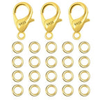 23Pcs 14K Goldplated Lobster Claw Clasps 10mm with Open Jump Rings Jewelry Making Set, 925 Sterling Silver Jewelry Finding Supplies Small Gold Lobster Clasps for Necklaces Bracelet Chains Connector - color: 23PcsA_Gold