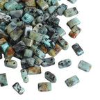 Beadia Natural African Turquoise Stone Tila Beads 5x2mm Rectangle 2-Hole Spacer Beads for DIY Bracelet Earring Making 15"/Strand - color: African Turquoise, size: 5x2mm