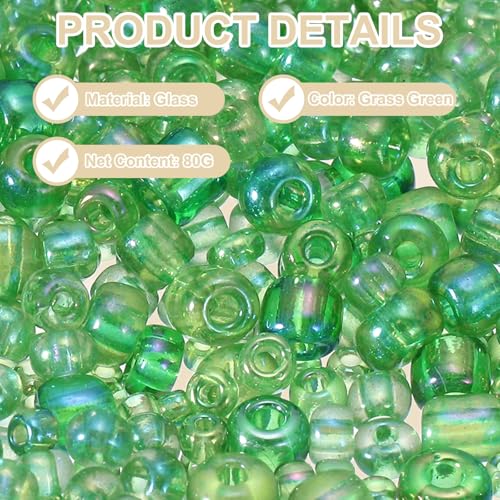 MECCANIXITY 15/0 11/0 8/0 6/0 Glass Seed Beads 1.5mm/2mm/3mm/4mm Loose Seed Beads for Jewelry Earring Bracelet Craft Making, 5888PCS, Grass Green - color: Grass Green