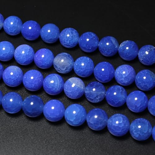 MJDCB Natural Stone Beads 6mm 60pcs Round Blue Dragon Vein Agate Loose Gemstone Bead Charms for Jewelry Making Bracelet Necklace Earring Pendant - color: Blue Dragon Vein Agate, size: 6mm