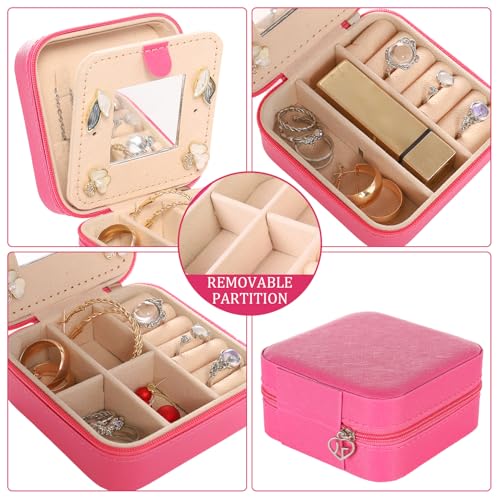 KElofoN Jewelry Case and Box - Small Travel Jewelry Organizer for Girls & Women with Mirror (Rosy-5) - color: Rosy-5