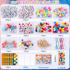 TOHONGADON 618 Pcs Bead Keychain Kit, Colorful Bag Charm Kit with Adjustable Alphabet Beads, Charm Keychain Kits for DIY Key Ring Jewelry Making - color: 618 Pcs Bead