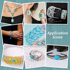 PH PandaHall 84pcs Synthetic Turquoise Stone Cabochons, 7 Sizes Flat Oval Cabochons Blue Texture Gemstone Tiles for Bracelet Necklace Earring Cameo Carfts Jewelry Making, 8/10/14/18/25/30/40mm - size: 8/10/14/18/25/30/40mm