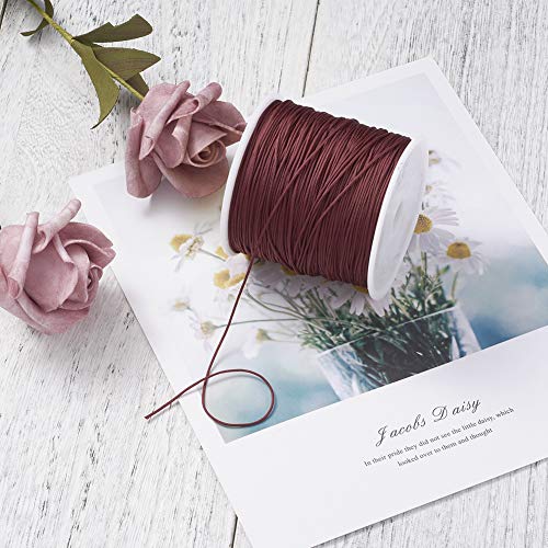 100 Yards 0.8mm Braided Nylon Beading Thread Chinese Knotting Cord String DarkRed Macrame Cord Rope for Necklace Bracelet Jewelry Craft Making - color: Dark Red, size: 0.8mm