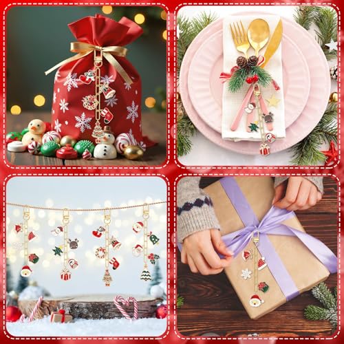 AUGSUN 189Pcs Christmas Keychain Making Kit, Charm Making Crafts Including 60 Christmas Charms 12 Keychain Clips Hooks 15 Extender Chains 100 Jump Ring and Jewelry Plier for Holiday Gifts - style: Christmas