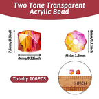 Craftdady Square Polygon Acrylic Beads 100pcs Crystal Clear Two-Tone Pink Spacer Charms for DIY Jewelry Making - color: DeepPink,Polygon