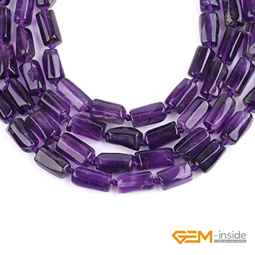 GEM-Inside 25Pcs 8x12mm Natural Amethyst Quartz Gemstone Faceted Freeform Tube Column Chakra Beads for Jewelry Making Full 15" Strand Power Energy Healing - color: Amethyst Quartz