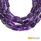 GEM-Inside 25Pcs 8x12mm Natural Amethyst Quartz Gemstone Faceted Freeform Tube Column Chakra Beads for Jewelry Making Full 15" Strand Power Energy Healing - color: Amethyst Quartz