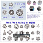 stino 270PCs Metal Bead Caps for Jewelry Making, Silver Bracelet Earrings Necklace Findings & Supplies 512 (Bead Cap （270Pcs）) - color: Bead Cap （270Pcs）