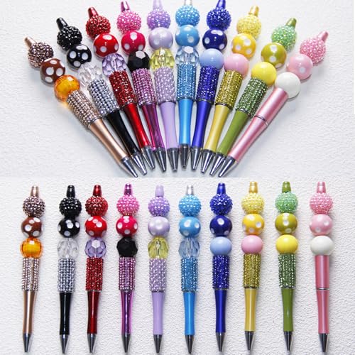 48 Pcs 20mm Beads for Pens Rhinestone Bubblegum Beads Mixed Crystal Acrylic Round Chunky Bead Sparkly Craft Large Balls Bead for Pen Beadable Keychain Bracelet Necklace DIY Jewelry Making Supplies - color: Red series