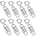 OHINGLT 925 Sterling Silver Magnetic Necklace Clasps and Closures,Gold and Silver Magnetic Clasp Converter for Jewelry Making Supplies,Chain Extender Connector for Small Necklace Bracelet - color: 8Pcs Silver