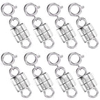 OHINGLT 925 Sterling Silver Magnetic Necklace Clasps and Closures,Gold and Silver Magnetic Clasp Converter for Jewelry Making Supplies,Chain Extender Connector for Small Necklace Bracelet - color: 8Pcs Silver