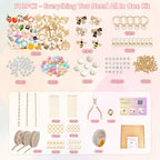 NewOasis 513Pcs Gold Keychain Making Kit & Bag Charm Kit, DIY Lip Gloss Charms & Jewelry Making Supplies with Enamel Charms, Beads, Pliers - Coquette Aesthetic & Preppy Gifts