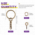 Swpeet 450Pcs 4/5" 20mm Bronze Key Chain Rings Kit, Including 150Pcs Keychain Rings with Chain and 150Pcs Jump Ring with 150Pcs Screw Eye Pins Bulk for Jewelry Findings Making (20mm, Bronze) - color: Bronze, size: 20mm
