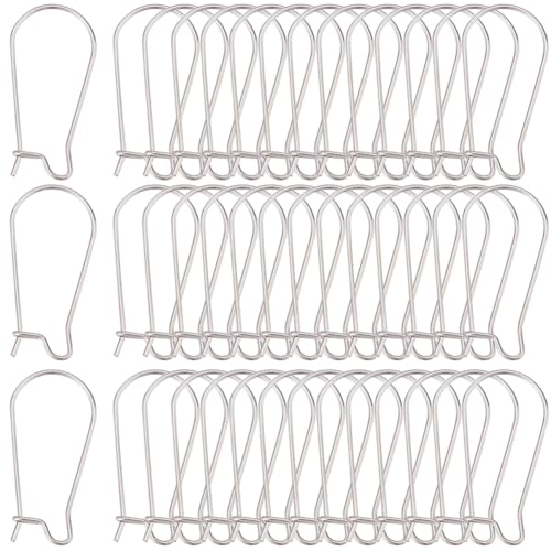 1 Box 120Pcs Kidney Wire Earring Hooks Silver Ear Wires Stainless Steel Drop Long U Shaped Hoop Earwires Teardrop Dangle Earring Findings for Jewelry Making Supplies DIY Craft Women Beginner - size: 25x12x2.5mm