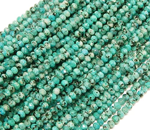 Perlin Agate & Jasper Gemstone Strand Beads 4 mm Rondelle 110 Pieces Jewellery Beads Semi-Precious Stone for Jewellery Necklace Bracelet Earrings (Turquoise Jasper) - color: turquoise jasper