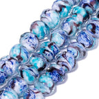 7.5×10mm 50pcs Light Blue Dark Blue Stripe Faceted Lampwork Glass Beads for Jewelry Making, Flat Round Handmade Murano Beads for Bracelets, Crafts, Friendship Bracelet Kit, Rosary Making - color: Light Blue Dark Blue Stripe