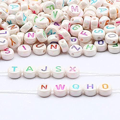 ToBeIT 1000pcs Letter Beads Color Alphabet Beads Round Beads for DIY Bracelet Necklace Jewelry Making Supplies(abs 4x7mm) - color: color-ABS