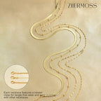 3PCS Gold Necklaces for Women,Chunky Statement Gold Plated Necklace Stack Layered Sterling Silver Herringbone Chains for Women Dainty Trendy Silver Chains Stacked Jewelry Gifts - color: gold Y-necklace set