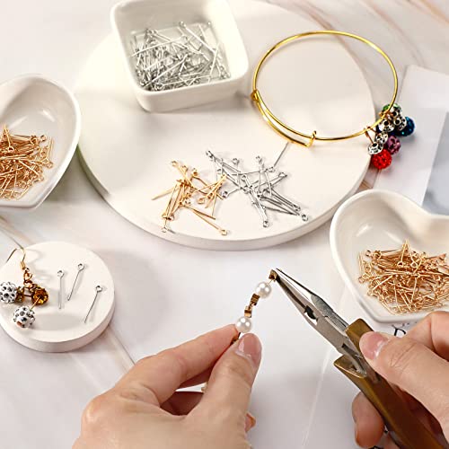 Junkin 1400 Pcs Eye Pins Mix Jewelry Findings 0.63 * 0.79 * 1.18 in Open Eye Head Pins Findings for Jewelry Making DIY Necklace Bracelets(Gold, Silver) - color: Gold, Silver
