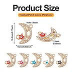Cheriswelry Rhinestone Enamel Connectors Charm Links Evil Eye Alloy Metal Pendants Antique Silver Flat Round Hamsa Hand Owl Feather Heart Charm Pendant for Bracelet Necklace Jewelry Making - color: Mixed Color-Moon & Star