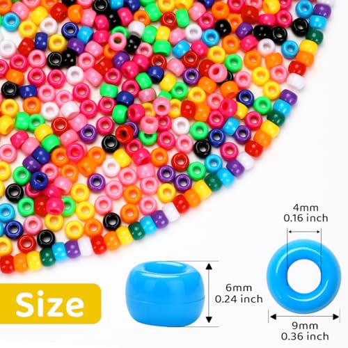 1200pcs Pony Beads Bulk – Light Blue 6x9mm Plastic Craft Beads for Bracelets, Jewelry, Hair Braiding & DIY Projects - color: Light Blue