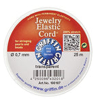 Griffin Elastic Beading Cord, Clear, 0.7 Millimeters, 25 Meters | BDC-476.00