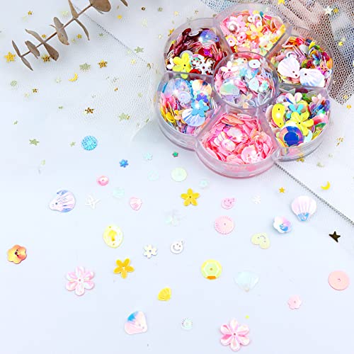 1 Box of Sequins and Spangles for Crafts, Multi Color Sequin Kids Art Sequins DIY Sequin Supplies for Jewelry Making Handmade Clothes Parties Nails Decorations