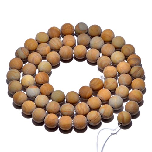 AD Beads Beautiful Natural Matte Gemstone Round Spacer Loose Beads 4-12mm (6mm, 13 Matte Woodgrain) - color: 13 Matte Woodgrain, size: 6mm