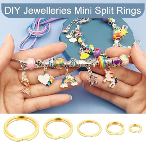 100pcs 8mm Tiny Split Ring for Jewelry Making, Double Loops Round Split Jump Rings Necklaces Bracelets Earrings Metal Mini Key Rings DIY Craft - color: 8mm Outter Dia.;6.4mm Inside Dia. Gold