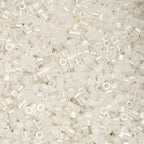 John Bead 25g Cylin Beads Off White AB 11/0 Glass Cylindrical Seed Beads for Jewelry Bracelets Necklaces Earrings Making Embroidery - color: Transparent Off White AB