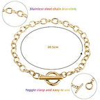 Hicarer 45 Pieces Bracelet Chains with OT Toggle Clasp Stainless Steel Bracelet Link Chains DIY Jewelry Making Supplies for Women Jewelry Crafts(Silver, Gold, Rose Gold) - color: Silver, Gold, Rose Gold