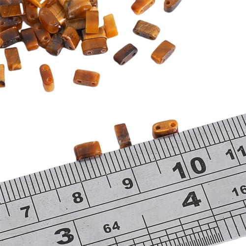 Beadia Natural Yellow Tiger Eye Stone Tila Beads 5x2mm Rectangle 2-Hole Spacer Beads for DIY Bracelet Earring Making 15"/Strand - color: Yellow Tiger Eye, size: 5x2mm
