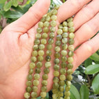 Adabele 15 Inch Natural Green Nephrite Jade Gemstone 6mm Faceted Flat Round Coin Loose Beads Gem Stone Spacer (57-61pcs) for Jewelry Making GZ13-12 - color: Nephrite Jade, size: 15 Inch/1 Strand