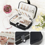 jiemei Jewelry Box, Travel Jewelry Organizer Cases with Doubel Layer for Women’s Necklace Earrings Rings and Travel Accessories (Black02) - color: Black02
