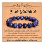 Natural Healing Gemstone Bracelet Handmade Yoga Stretch Elastic Bracelet Stress Relief Crystal Jewelry for Men and Women - color: Blue Sodalite (Wisdom), size: 10mm