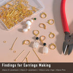 180Pcs No Tarnish Leverback Hooks & Pins for Earring Making, stino Hypoallergenic Stainless Steel Jewerly Findings Supplies, Gold Plated & Silver Kit (Gold) - color: Gold