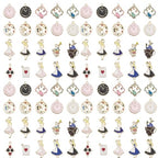40pcs Alloy enamel dripping oil Alice set tea party scene character posture Pendant Jewelry Making DIY Keychain Earrings Pendant Various Design Charms for Jewelry Making Bracelets Necklace(HK372) - color: HK372