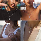 Joxevyia 14K Gold Filled Cross Necklace for Men Figaro Chain Stainless Steel Polished Cross Pendant Necklace Simple Baptism Faith Jewelry Gift - size: 18 inches, style: Big cross pendant(1.2"*0.7")