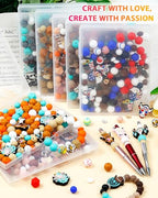 112PCS FIVEIZERO 12mm 15mm Cow Focal Silicone Beads for Keychain Making, Round, Lentil, Hexagonal, Print, 10mm Rhinestone Rondelle Spacers Beads for Bracelet, Pens, Necklace Crafts(Pink Brown) - color: Pink+Brown