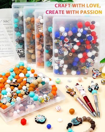 112PCS FIVEIZERO 12mm 15mm Cow Focal Silicone Beads for Keychain Making, Round, Lentil, Hexagonal, Print, 10mm Rhinestone Rondelle Spacers Beads for Bracelet, Pens, Necklace Crafts(Pink Brown) - color: Pink+Brown