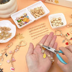 AUGSUN 439Pcs Charm Keychain Making Kit, Including 162 Charms 30 Keychain Clips Hooks 25 Extender Chains 200 Jump Rings and Jewelry Plier, Bulk Bag Charm Keychain Kit for DIY Keychains Making Craft
