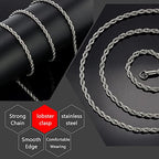 Twist Chain Necklace - Stainless Steel Rope Jewelry for Men & Women - size: 26 Inches, style: 2.5 mm Wide