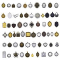 Assorted 60 Pieces Mini Size Blank Bezel Pendant Trays Antique Bronze Silver Golden 0.4-1.6 inches Alloy Cameo Setting for DIY Jewelry Making
