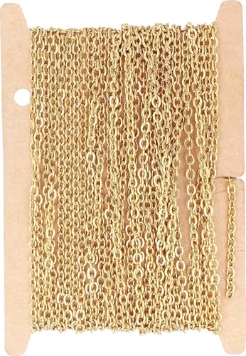THREENEST 16.4-Feet Width 2.4mm Stainless Steel Gold Cable Chains, 18K Gold PVD Welded Permanent Craft Chains for Necklace Bracelet Earring Jewelry Making - color: 18K Gold, size: Cable Chains(Width 2.4mm)